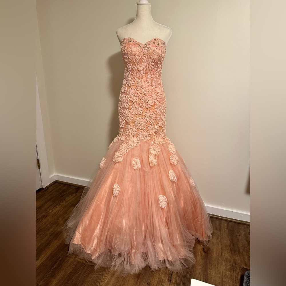 Mac Duggal Blush Floral Prom Dress